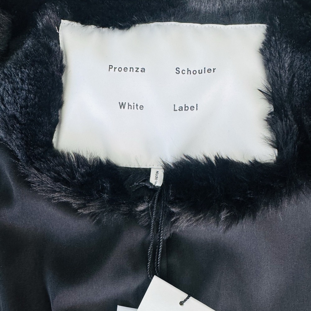Proenza Schouler Penelope Faux Fur Coat White Label Women's Size Medium Black - Picture 9 of 9